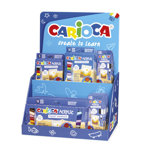 Espositore 32 confezioni marcatori acrilici Carioca Acrylic Paint Marker assortiti - 54220/M